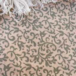 Linen Farmhouse Cottage Christmas Stocking With Sage Green Ivy Print & Cotton Tassel Fringe - thumbnail 3