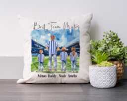 Football Cushion, Family Family, Gift, Print, Gift For Dad, From Children, Portrait