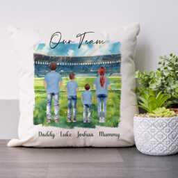 Football Cushion, Family Family, Gift, Print, Gift For Dad, From Children, Portrait - thumbnail 2