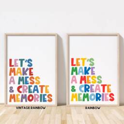 Let's Make A Mess & Create Memories Print - Nursery Playroom Boys Bedroom Girls - Unframed - thumbnail 3