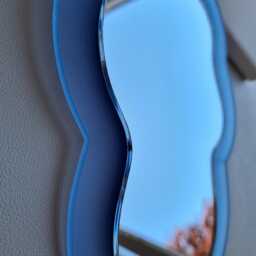 Wavy Blob Mirror Funky Wall Decor, Clean Girl Aesthetic Mirror, Soft Pastel Colour Vanity Groovy Retro Art, Dopamine Room Style - thumbnail 3