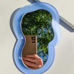 Wavy Blob Mirror Funky Wall Decor, Clean Girl Aesthetic Mirror, Soft Pastel Colour Vanity Groovy Retro Art, Dopamine Room Style - thumbnail 2