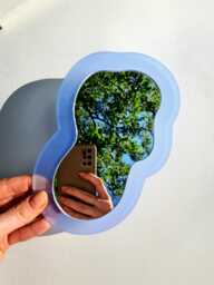 Wavy Blob Mirror Funky Wall Decor, Clean Girl Aesthetic Mirror, Soft Pastel Colour Vanity Groovy Retro Art, Dopamine Room Style - thumbnail 1