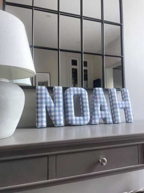 Fabric Letter - Nursery Decor Gingham Print Wall Cushion Letter Made By Anna - image 1
