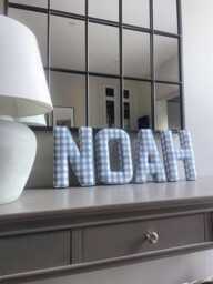 Fabric Letter - Nursery Decor Gingham Print Wall Cushion Letter Made By Anna - thumbnail 1