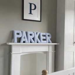 Fabric Letter - Nursery Decor Gingham Print Wall Cushion Letter Made By Anna - thumbnail 2