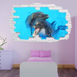 Cute Dolphins Wall Sticker Sea Ocean Mural Art Poster Decal Kids Room Office Nursery Decor 1147 - thumbnail 2