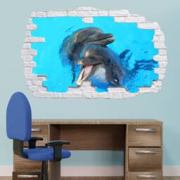 Cute Dolphins Wall Sticker Sea Ocean Mural Art Poster Decal Kids Room Office Nursery Decor 1147 - thumbnail 3