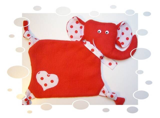 Snuffle Cloth Cuddle Towel Elephant Named Rot/White - image 1