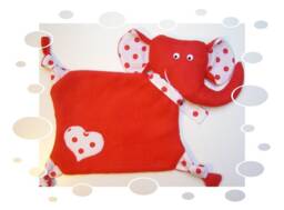 Snuffle Cloth Cuddle Towel Elephant Named Rot/White