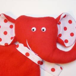 Snuffle Cloth Cuddle Towel Elephant Named Rot/White - thumbnail 4