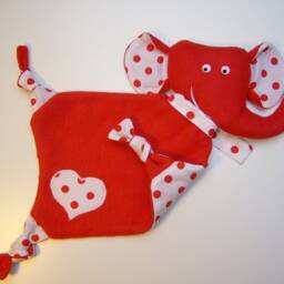 Snuffle Cloth Cuddle Towel Elephant Named Rot/White - thumbnail 3