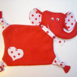 Snuffle Cloth Cuddle Towel Elephant Named Rot/White - thumbnail 2