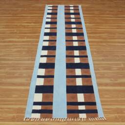 Handmade Black Cotton Rug Indian Kilim, Boho Decor 5x8 Ft - thumbnail 3