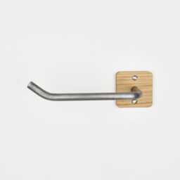 Oak & Pewter Steel Toilet Roll Holder - Modern Industrial Bathroom Hardware - thumbnail 2