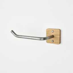 Oak & Pewter Steel Toilet Roll Holder - Modern Industrial Bathroom Hardware - thumbnail 3