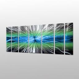 "Large Metal Wall Art Blue Green Modern Sculpture, ""Cosmic Energy" - thumbnail 4