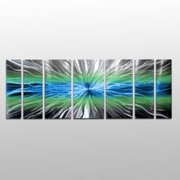"Large Metal Wall Art Blue Green Modern Sculpture, ""Cosmic Energy" - thumbnail 2