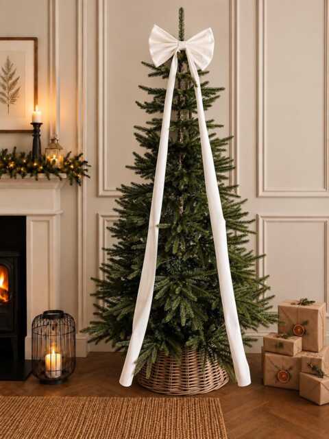 Luxury Handmade White Velvet Christmas Tree Topper With Long Tails - image 1