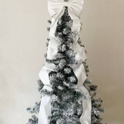 Luxury Handmade White Velvet Christmas Tree Topper With Long Tails - thumbnail 3