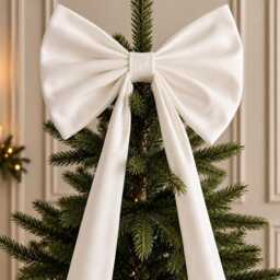 Luxury Handmade White Velvet Christmas Tree Topper With Long Tails - thumbnail 2