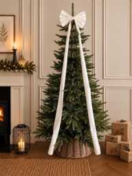 Luxury Handmade White Velvet Christmas Tree Topper With Long Tails