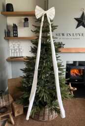 Luxury Handmade White Velvet Christmas Tree Topper With Long Tails - thumbnail 1