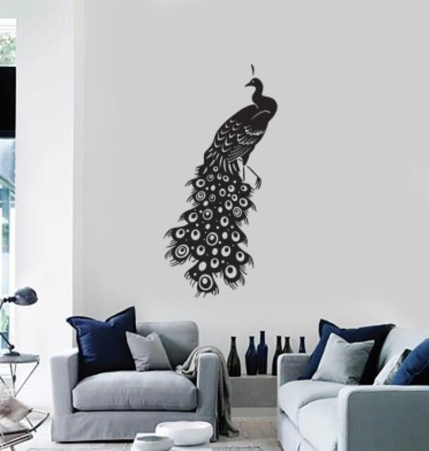 Wall Vinyl Decal Birds Beautiful Peacock Tail Symbol Of Integrity & Beauty From Within Modern Home Decor - #1090Di - image 1