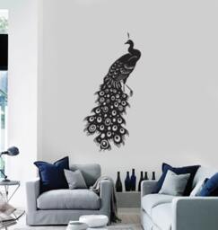 Wall Vinyl Decal Birds Beautiful Peacock Tail Symbol Of Integrity & Beauty From Within Modern Home Decor - #1090Di - thumbnail 1