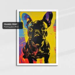 Vibrant French Bulldog Pop Art Painting Framed Poster Print & Canvas Wall Decor Bedroom Home Interior Dog Lover Gift - thumbnail 3