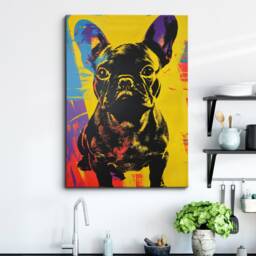 Vibrant French Bulldog Pop Art Painting Framed Poster Print & Canvas Wall Decor Bedroom Home Interior Dog Lover Gift - thumbnail 1