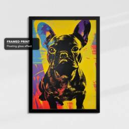 Vibrant French Bulldog Pop Art Painting Framed Poster Print & Canvas Wall Decor Bedroom Home Interior Dog Lover Gift - thumbnail 2