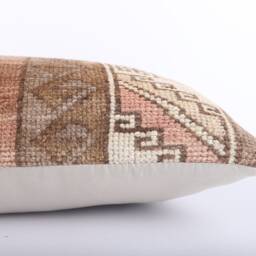 16x24 Turkish Kilim Pillow Embroidered Wool Lumbar Cushion - thumbnail 4