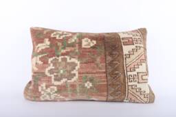 16x24 Turkish Kilim Pillow Embroidered Wool Lumbar Cushion - thumbnail 1