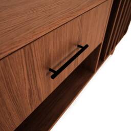 Record Player Stand With Vinyl Storage Made Of Solid Oak Wood Vaneer - Wooden Tv Cabinet in Teak - Livloeu T-S12 - thumbnail 4
