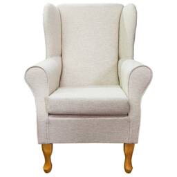 Cream Weave Wingback Chair Handmade British Fireside Accent - thumbnail 2