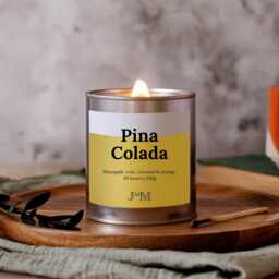 Pina Colada Wood Wick Candle, Drinks Cocktail Inspired Crackle