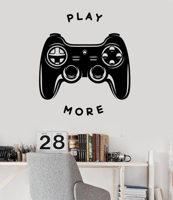 Wall Vinyl Decal Play More Games Console Interior Room Decoration - 2521Dz - image 1