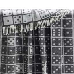 Dice Wool Throw - Woven Blanket Made From Recycled Merino Soft Black & Off-White Dominoes Gifts For Him - thumbnail 3