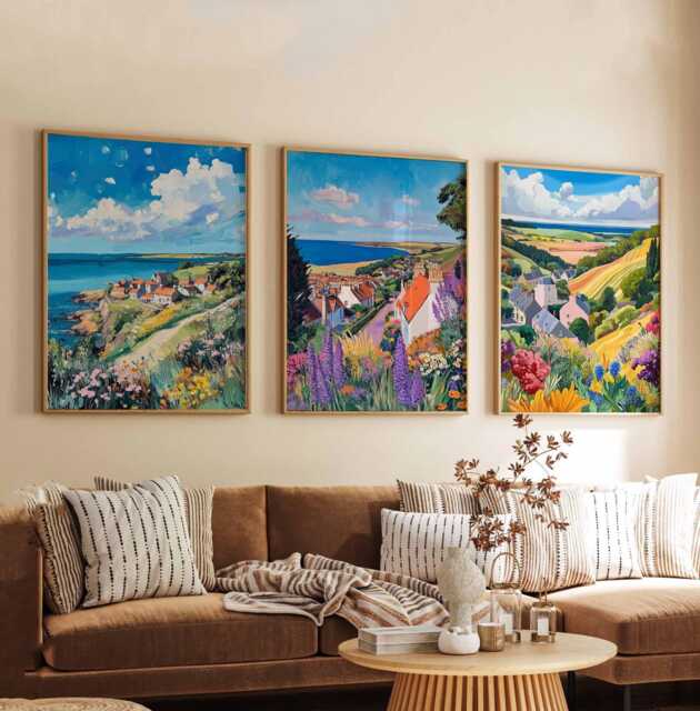 Set Of 3 East Lothian Posters, Scotland Travel Prints, Wall Art Set, Coastal Landscape Scottish Countryside Print - image 1
