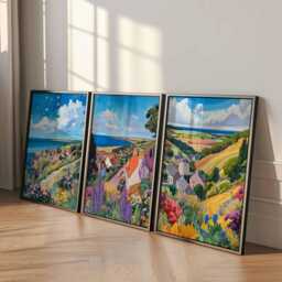 Set Of 3 East Lothian Posters, Scotland Travel Prints, Wall Art Set, Coastal Landscape Scottish Countryside Print - thumbnail 2
