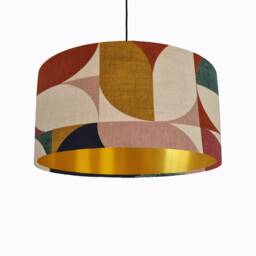 Retro Bold Multicoloured Lampshade With Gold Lining, Abstract