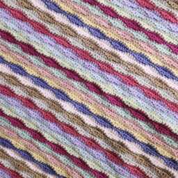 Hand Crocheted Baby Blanket Soft Acrylic, Neutral Stripes - 62cm X 85cm - thumbnail 2
