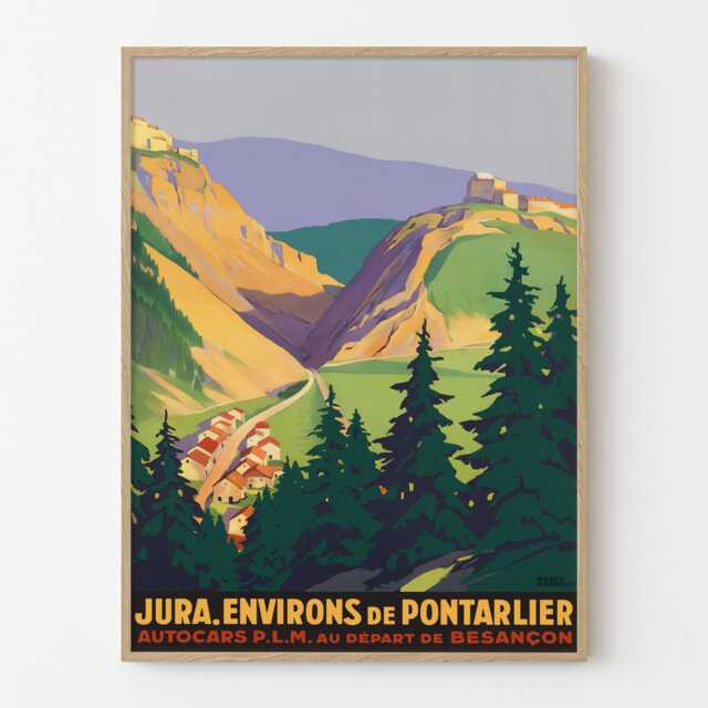 Jura Pontarlier France Vintage Travel Poster, French Mountain Retro Tourism Wall Art - image 1