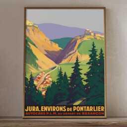 Jura Pontarlier France Vintage Travel Poster, French Mountain Retro Tourism Wall Art - thumbnail 2