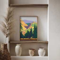 Jura Pontarlier France Vintage Travel Poster, French Mountain Retro Tourism Wall Art - thumbnail 3