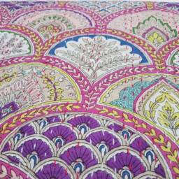 Artisan Handmade Kantha Quilt Floral Print Twin Size Indian Bohemian Bedspread Cotton Throw - thumbnail 4
