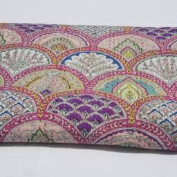 Artisan Handmade Kantha Quilt Floral Print Twin Size Indian Bohemian Bedspread Cotton Throw - thumbnail 3