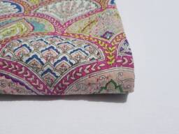Artisan Handmade Kantha Quilt Floral Print Twin Size Indian Bohemian Bedspread Cotton Throw - thumbnail 1