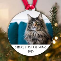 Personalised Pet's First Christmas Tree Decoration Bauble - Cat Kitten Animal Pet Acrylic - Add Your Pet's Name & Year - thumbnail 1